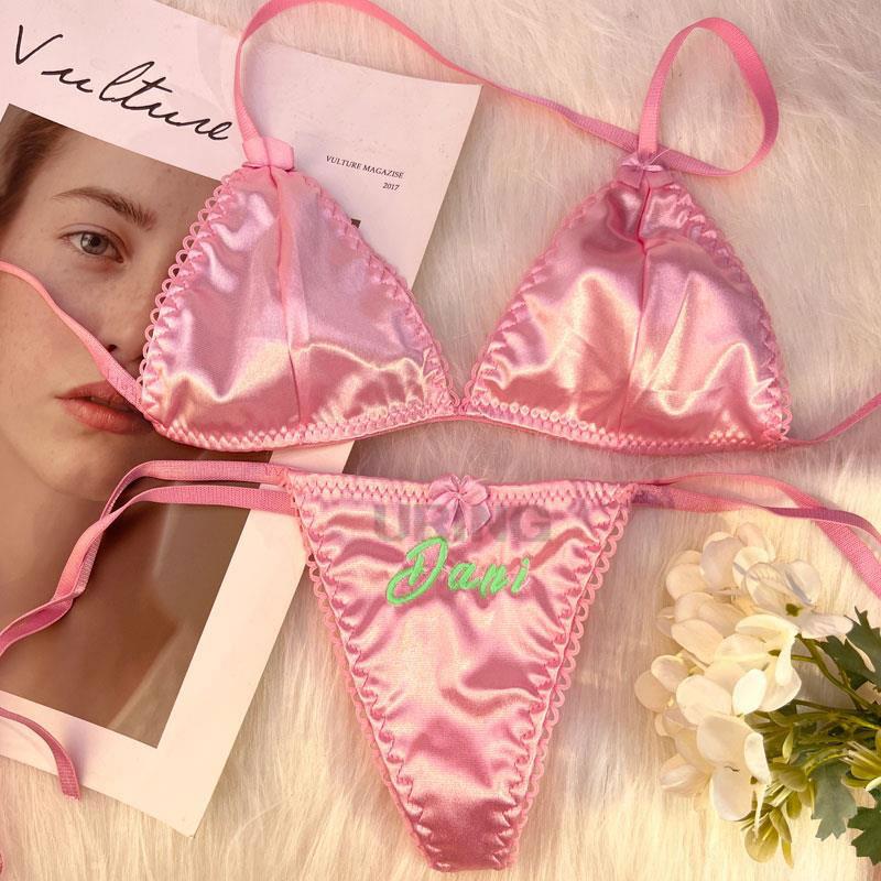Custom Thongs Bra Sets Bikini  – обзор и цена Embroidery Names